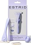 Estrid Razor Starter Set, Women's Razor Set with 5-Blade System, Vegan Moisture Strips, 2 Replacement Small, Wall Mount (Space)