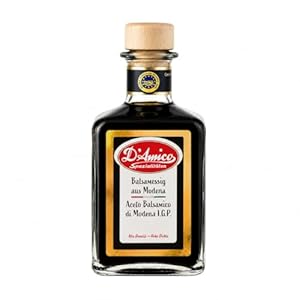 D'Amico Aceto Balsamico di Modena I.G.P – 90% Traubenmost, Hohe Dichte (1,35), ohne Zusatzstoffe – Premium Essig aus Italien – Ideal für Salate, Käse, Erdbeeren & Antipasti – 250 ml