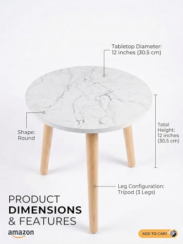 Image of Small Coffee Table with Storage, Mid Century Modern Solid Wood, for Living Room, (ROUND-3-LEGW)