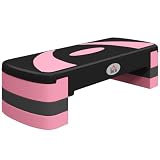 HOMCOM Step Fitness da Aerobica Stepper Regolabile 10-15-20 cm Rosa