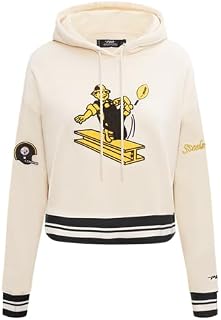 Pro Standard Womens NFL Pittsburgh Steelers Retro Classics Cropped Kapuzensweatshirt Eggshell/Schwarz L