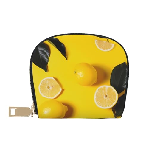 Yellow Lemon Print Printed Credit Card Wallet for Women Men Cute Zipper Card Cases Holder Mini Coin Purse with 12 Card Slots2