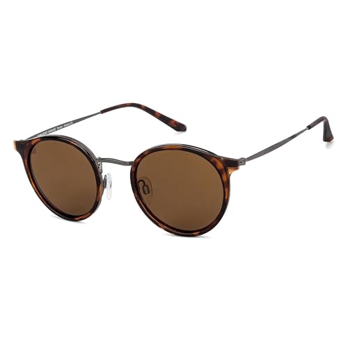 Vincent Chase By Lenskart | Polarized & UV Protected Sunglasses | Brown Full Rim Round | For Men & Women | Medium | VC S11164, Gunmetal Tortoise Frame / Brown Lens, Gunmetal Tortoise Frame / Brown
