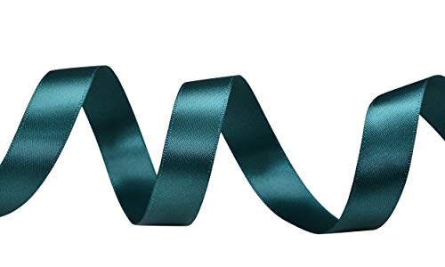 Yama Double Face Satin Ribbon - 5/8" 25 Yards For Gift Package Wrapping,Floral Design,Hair Bow Clip Making,Crafting,Sewing,Wedding Decor, Teal #TOP2