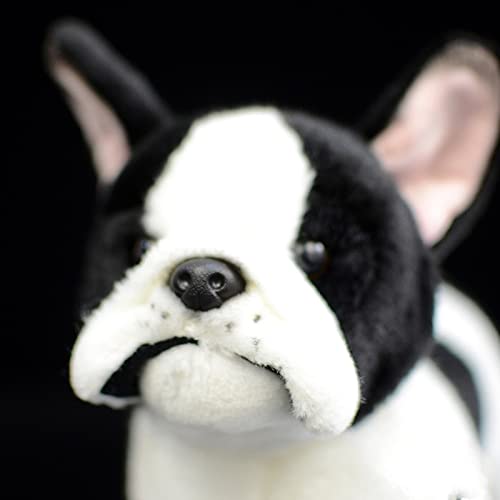 Tiny Heart Französische Bulldogge Stofftier Plüschtier 26cm/10” realistisches Bulldogge Plüsch schönes Tier niedliche und weiche Geschenke Hund für Kinder Jungen und Mädchen Spielzeug Weiß