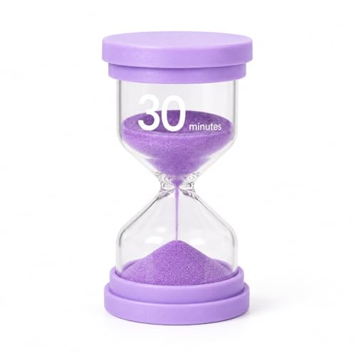 Image of Sand Timer 30 Minute, Sand Clock, Hour Glass Sand Timer Sand Clock Sandtimer Classroom Games Home Kitchen Officesand Clock Timer for Room Hourglass (Purple)