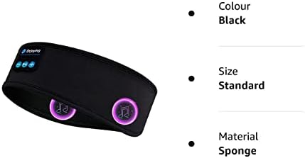 Sleep Headphones Bluetooth Headband, Wireless Sports Headphones with Ultra Thin and Soft Sponge Stereo Speakers Headphone Headband for Sleeping, Travel, Running, Meditating (Black)-SC2