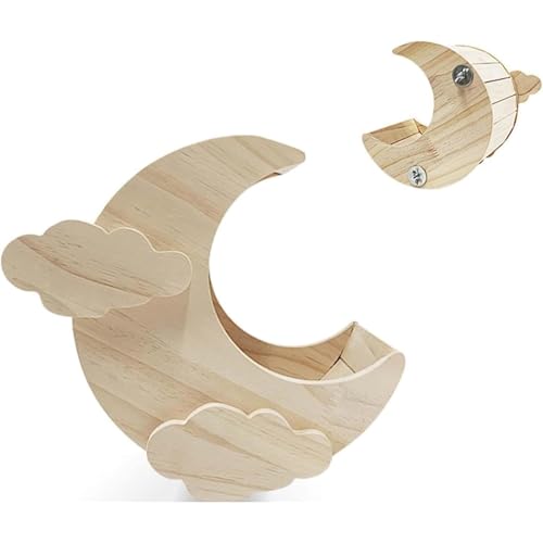 Vlfn ハムスター木製ウサギ城隠しハウスハムスター隠しホーム耐久性のある手作り冒険おもちゃ小動物用無垢材ハウスチンチラシェルターハウスリスモルモット木製ハウス巣暖かいフクロモモンガムーン巣 (S)