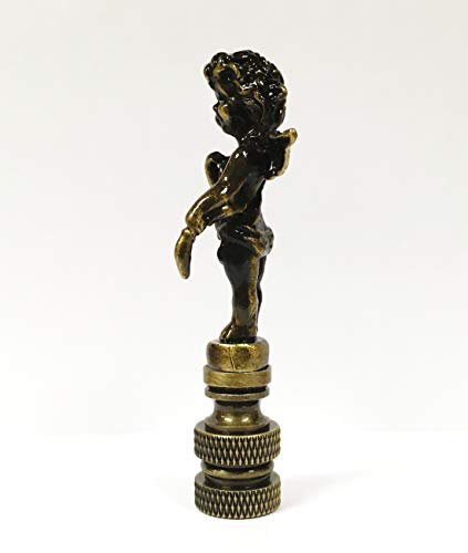 Image of Lamp Finial-Cherub-Antique Brass Finish, Highly Detailed Metal Casting