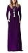 AUSELILY Women Long Sleeve Loose Plain Long Maxi Casual Dress with Pockets (2XL, Purple)
