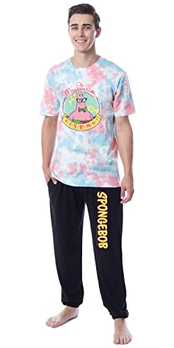 INTIMO SpongeBob SquarePants Mens' Patrick Tie-Dye Funny Jogger Sleep Pajama Set