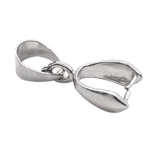 AUEAR, 50 Pack Metal Pinch Clip Bail Clasp Dangle Bead Pendant Connector Findings for Jewelry Making Buckles Charm Connection (Silver)