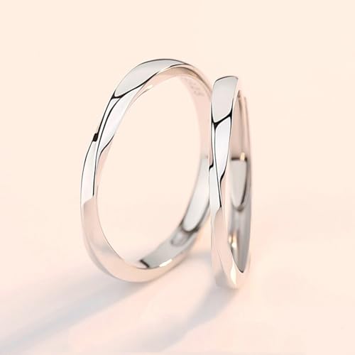 Bagues de fiançailles pour couples Mobius en argent symbole d'amour infini