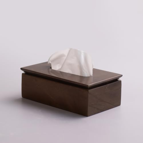 Image of Marble Tissue Box Holder for Countertops, Dining Table, Office, Home | Handicraft Bazaar (Bronze)