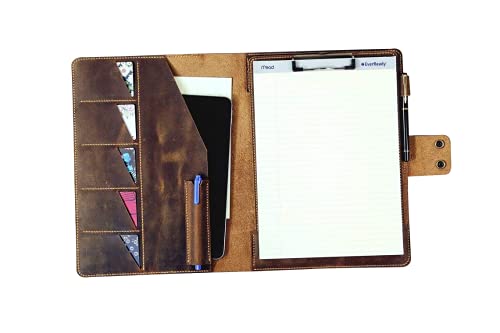 Personalized rustic leather clip board clipboard padfolio, A4 letter size distressed leather business padfolio with clip board CB05CP
