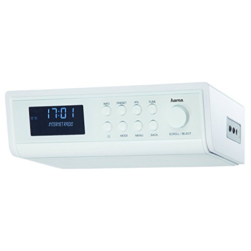 Hama Internetradio IR320, ideal für Küche und Werkstatt, als Unterbauradio oder mit Standfunktion verwendbar (Weckfunktion und WLAN), weiß