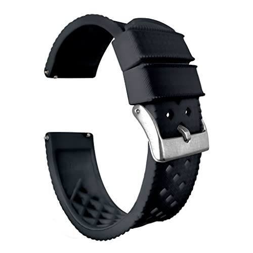 20mm Black - BARTON Tropical-Style 2 Watch Bands - Quick Release - Choose Strap Color & Width