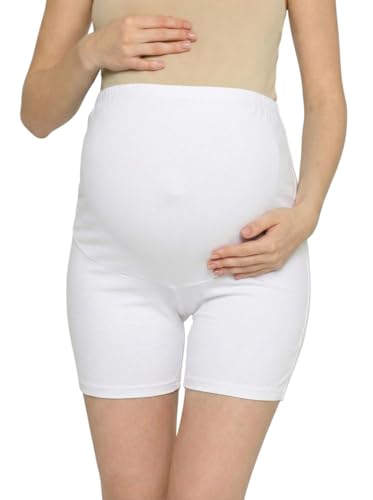 Image of Women's High Waist & Mid-Thigh Cotton Lycra Maternity Shorts|Pregnancy Panty|Maternity Panties Over The Belly for The Pre & Post Pregnancy