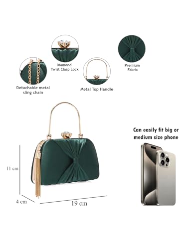 Image of TOOBA Handicraft Women's Beautiful Bling Box Clutch Bag | Evening Bag, Bridal Purse & Party Handbag | Wedding & Special Occasion Clutch (Knot Small Boat)