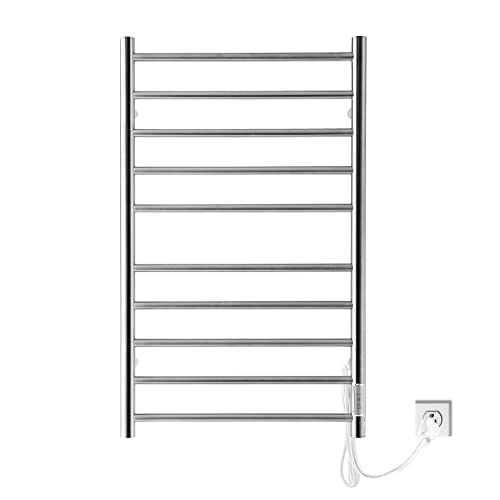 Reecoo Towel Warmer Wall-Mounted Electric Towel Racks For Bathroom With Timer, Plug-In And Hardwired Options 24H Thermostatic Stainless Steel Drying Heated Towel Rack Suitable For Homes, Hotels #TOP2