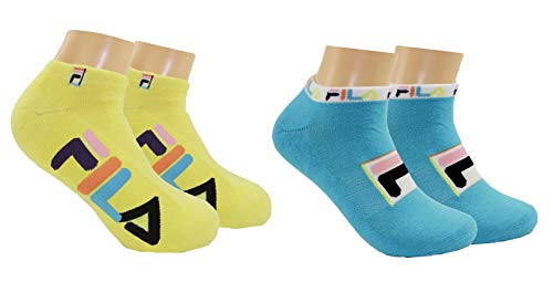Fila Unisex 2-Pack Half Cushion No Show Socks (Medium(Women's shoe size 6-10/ Youth shoe 5-7), Explorer - Yellow)
