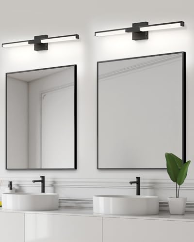 Image of OKELI Modern Bathroom Light Fixtures Over Mirror, 24 Inch Matte Black Vanity Light Bar for Bathroom, 12W 5CCT Diammable Wall Light