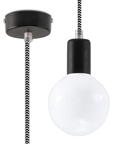 SOLLUX lightingEdison Steel Pendant Light, Black, White