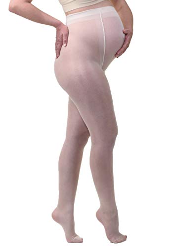MAMSY Women's Maternity Tights 20den, Made in Italy, White, M