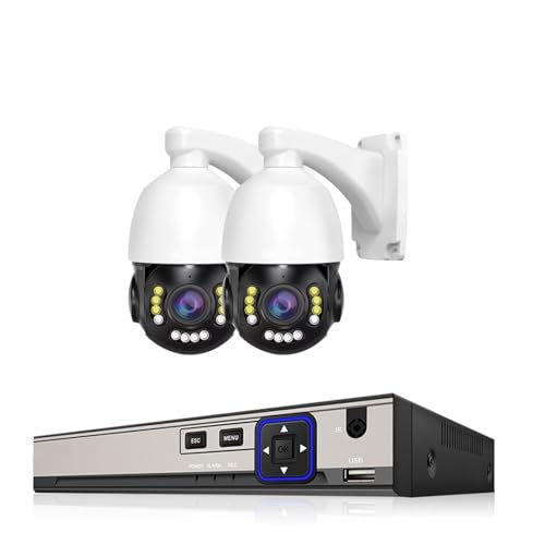 Sistemas de cámaras CCTV, de cámara bidireccional 8CH 4K 8MP PoE NVR Kit 38X Zoom PTZ Color visión Nocturna cámara IP Video vigilancia IPC Set(2T,2 Cameras 8CH NVR)