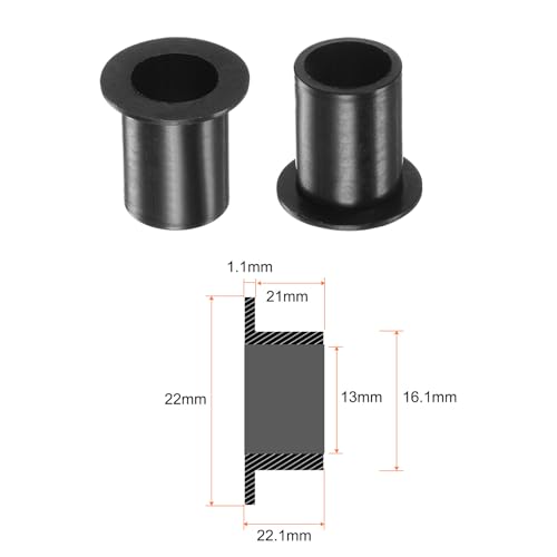 QUARKZMAN 4 Stück Geflanscht Hülse Lager 13mm Bohrung 16.1mm AD 22.1mm Länge Nylon Buchsen für Welle Schwarz
