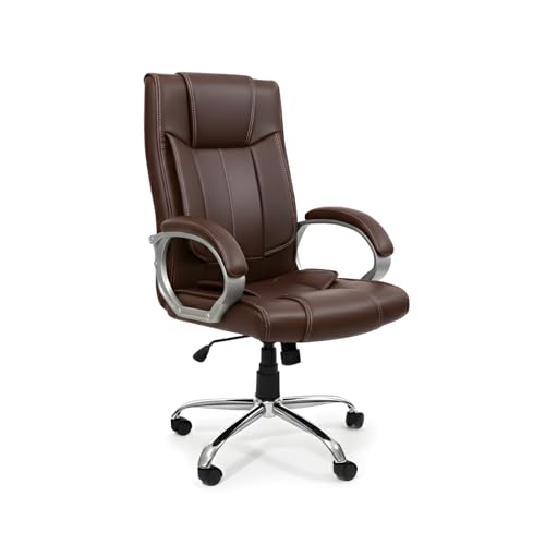 Image of activa Ergonomic Office Chair | Premium Leatherette Boss Chair with Padded Seat & Backrest | Adjustable Height Seat for Work /Study /Gaming (Kylie, Coffee)