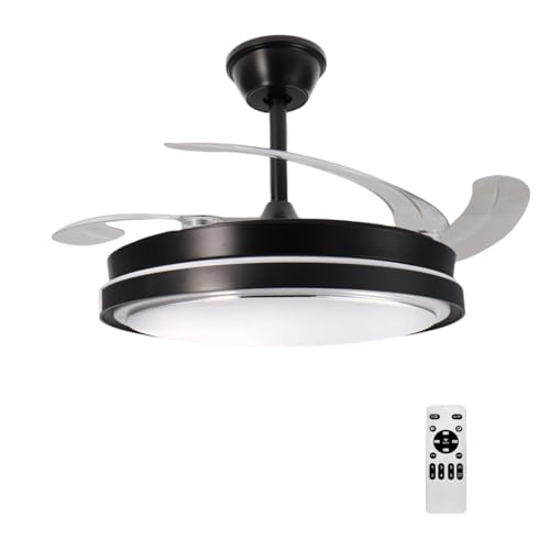 ONSSI Ventilador de Techo con Luz Led 70W (40W/Luz+30W/Motor),Mando a Distancia Regulable y Cambiar de Color,Invisible Ultra Silencioso y Palas Retráctiles 6 velocidades,Ventilador para Salon,Comedor
