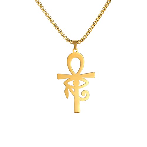 Pendentif œil d'Horus et collier égyptien mystique en acier pour passionnés de mythologie