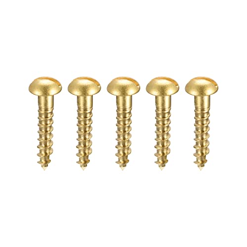 uxcell Tornillos para madera M3 x 16mm Cabeza redonda ranurada Latón Tornillo autorroscante 50 piezas miniatura 1