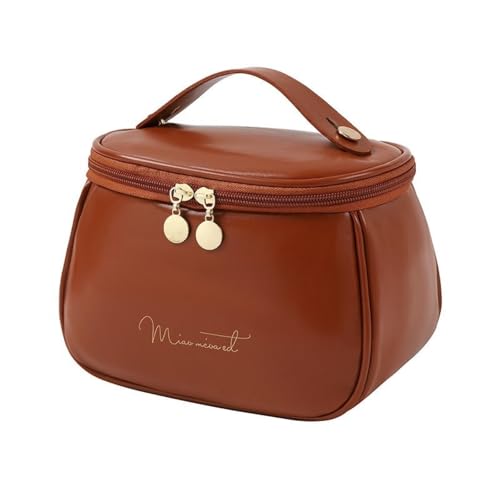 Trousse de toilette de voyage etanche au design epure Mocha Brown de grande capacite