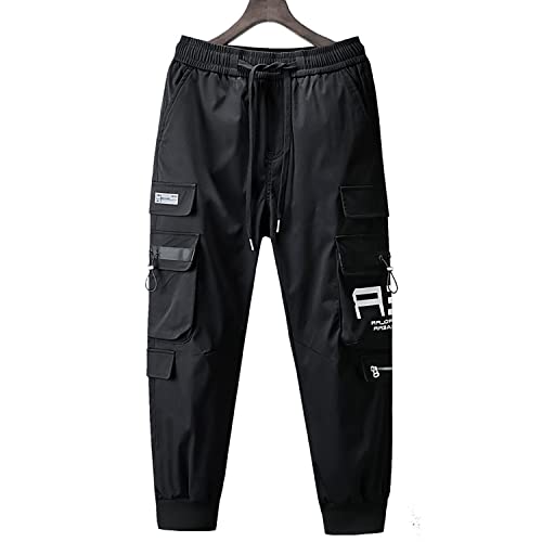 MOKEWEN Men's Cargo Pocket Ankle Band Pants with Elastic Waist3