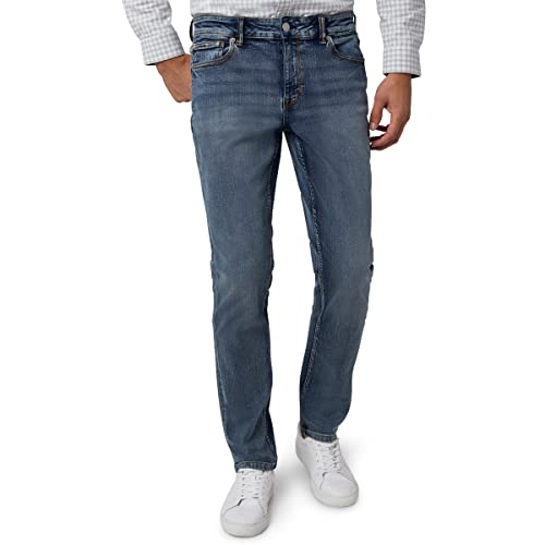 Image of DKNY Bedford Slim Fit Jeans for Men - Tapered Leg Stretch Denim Pants, Classic 5-Pocket Styling | Mens Slim Fit Jeans