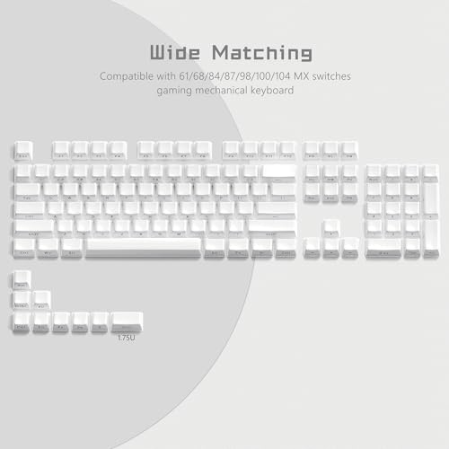 Image of Womier Keycaps - Lusterfly Jelly Keycaps White 60 65 75 100 Percent | Side Printed Elegant Crystal Keycaps, Custom 113 Keys OEM Profile for 61 /68 /84 /87 /98 /100 Cherry Gateron MX Mechanical, White