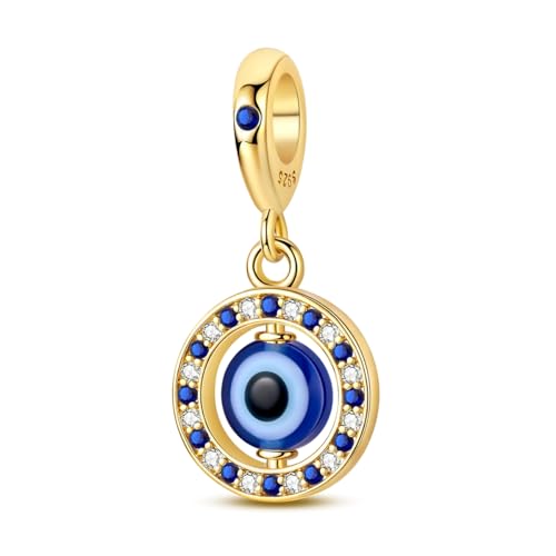 Parmuz 925 Sterling Silver Charms for Bracelets and Necklaces Gold Cross Butterfly Star Moon Cute Cat Dog Evil Eye Lucky Bracelet Beads Aesthetic Peandant for woman