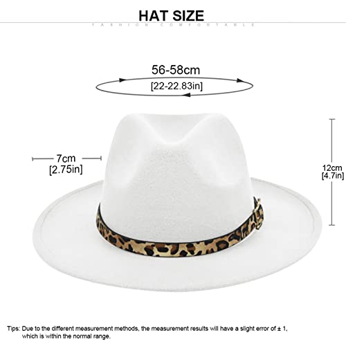 Sun Hat Womens Buckle Hat Panama Fedora With Leopard Belt Wide Women's Baseball Caps Unisex (White, One Size) #TOP4