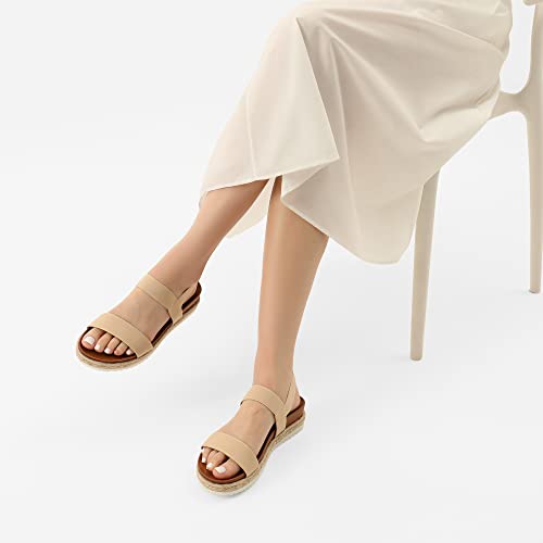 Dream Pairs Womens Elastic Strap Espadrille Flatform Platform Sandal, Nude - 10 (Rosan) #TOP4
