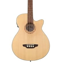 Luna LAB30TRIBAL Tribal Spruce Top Short Scale Acoustic Electric Bass Guitar, Rosewood Fretboard, Matte
