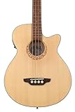 Luna LAB30TRIBAL Tribal Spruce Top Short Scale Acoustic Electric Bass Guitar, Rosewood Fretboard, Matte