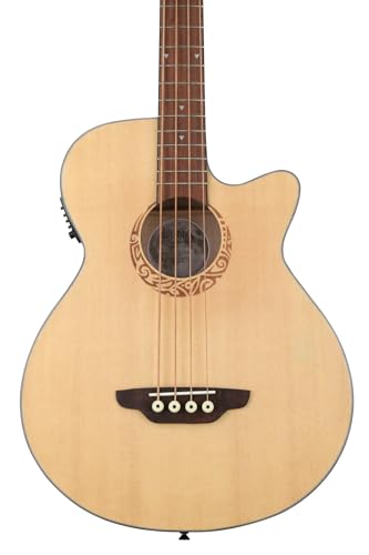 Luna LAB30TRIBAL Tribal Spruce Top Short Scale Acoustic Electric Bass