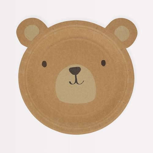 Meri Meri Woodland Bear Plates (Pack of 8), Disposable Paper Part...