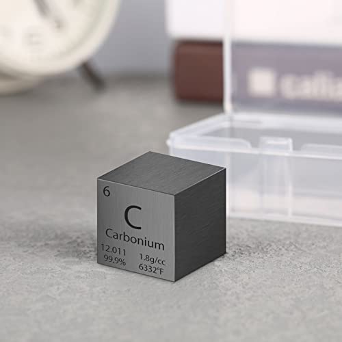 Tungsten Cube Metal Density Cubes Pure Metal High Density Element Cube for Element Collections Lab Experiment Material Hobbies Heavy Small Objects Experience (Carbon, 1 Inch)
