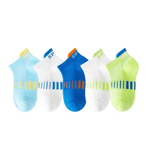 1-12 Years Toddler Boy Thin Mesh Sports Socks Stretch Seamless Breathable Crew Socks 5 Pairs
