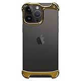 Arc Pulse Designed for iPhone 14 Pro Phone Case (2023), Sleek Minimalist Protective Shock Absorption Aerospace Grade Aluminum Shells + Elastomer Inlays Easy Fit 6.12 inch (Aluminum Mirror Polish Gold)