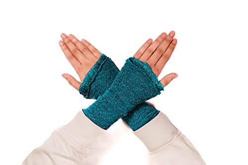 Aga's Own Warmers for Women - Fingerlose Handwärmer - Handschuhe für drinnen und draußen, fingerlose Handschuhe - Armwärmer - Goth Accessoires - Türkis Cover