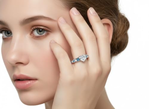Image of Choose Your Gemstone Graduated Channel Setting Diamond CZ Wedding Sterling Silver Heart Shape Wedding Engagement Birthstone Stackable Ring Size US 4 to 12
